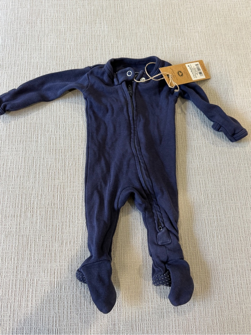L’oved baby Navy Footed Baby One-Piece Zipper pajamas preemie newborn